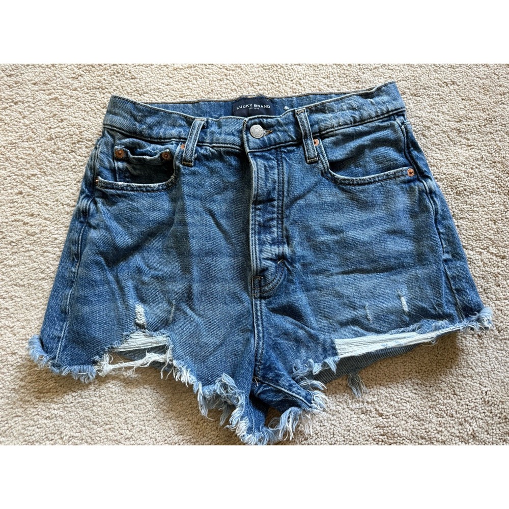 Lucky Brand Denim Cut Off Shorts Size 6/28 Buttonfly Distressed